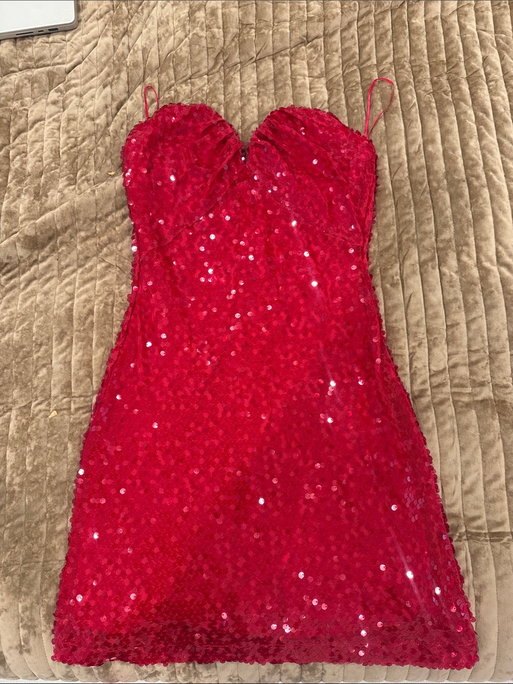 Mango Red Sequin Mini Dress
